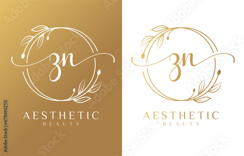 Letter ZN Beauty Logo with Flourish Ornament