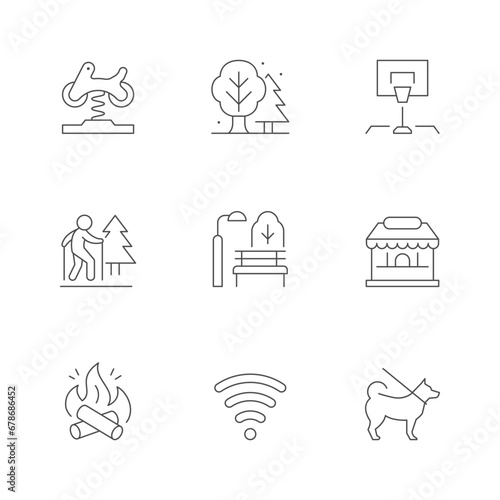 Set line icons of park