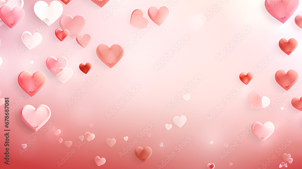 Love's Tapestry In Bloom, Valentine's Day, Mother's Day and a  Romantic Concept Bliss in Red and White Heart Elegance on a Dark and Light Pink Canvas 3D Rendering Pro Photo generative AI