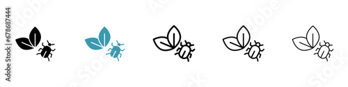 Plant pests vector icon set. Crop damaging insect symbol suitable for apps and websites. photo
