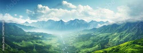 A great green mountain peek on a clear sunny day