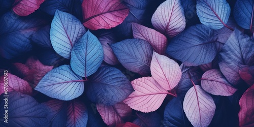 Enchanted Foliage  Ethereal Tones of Blue  Purple  and Pink Macro Texture, Generative AI © Oleksii