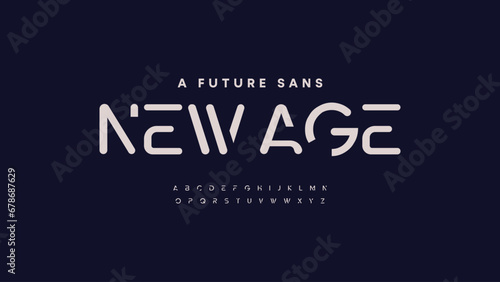 Futuristic modern creative font. Alphabet designs fonts set a to z. Display font technology rounded typeface. photo
