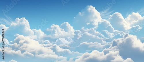 Beautiful blue sky with cloud in bright landscape. AI generated image