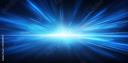 Blue futuristic technology background with organic motion. Warp speed concept. 