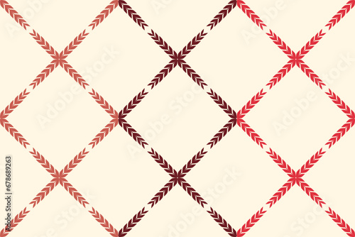 Diagonal cross-grid pattern, repeat and seamless, geometric and floral element for textile, tile, wallpaper or wrapping