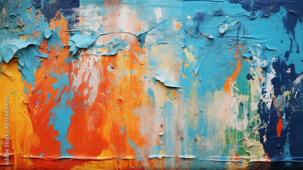 Abstract Symphony: A Vibrant Fusion of Blue, Orange, and Yellow Tones