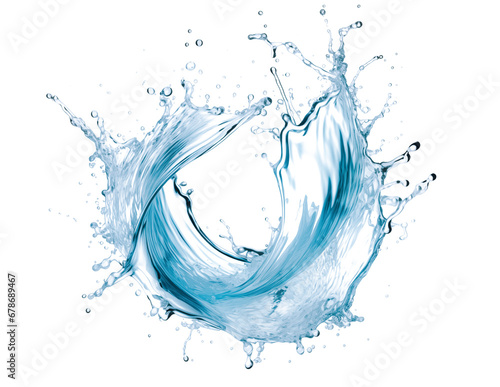  Water splash in circle shape isolated on transparent background, png