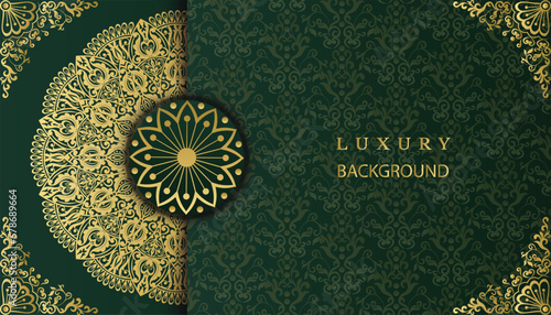 Luxury ornamental mandala design background in gold color. Beautiful luxury mandala background. Design for invitation, wedding card, Diwali, decoration. India, Indian, Arabic, Damask, Asian, Turkish