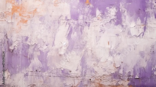 A Faded Elegance: A Weathered Purple and White Wall with Peeling Paint