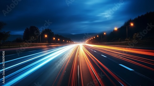 A Trail of Lights: The Mesmerizing Movement of a Nighttime Highway