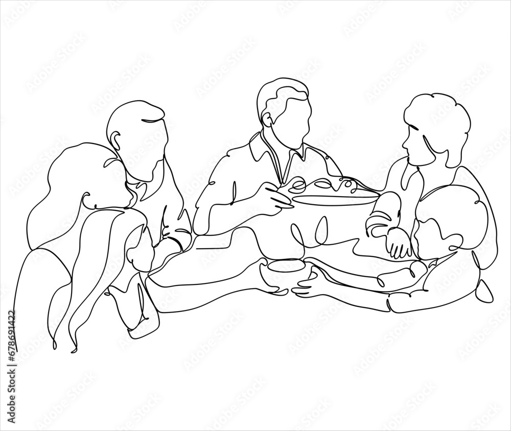 Continuous one line drawing of happy family. Vector illustration. Continuous one line drawing of happy family. Vector illustration.