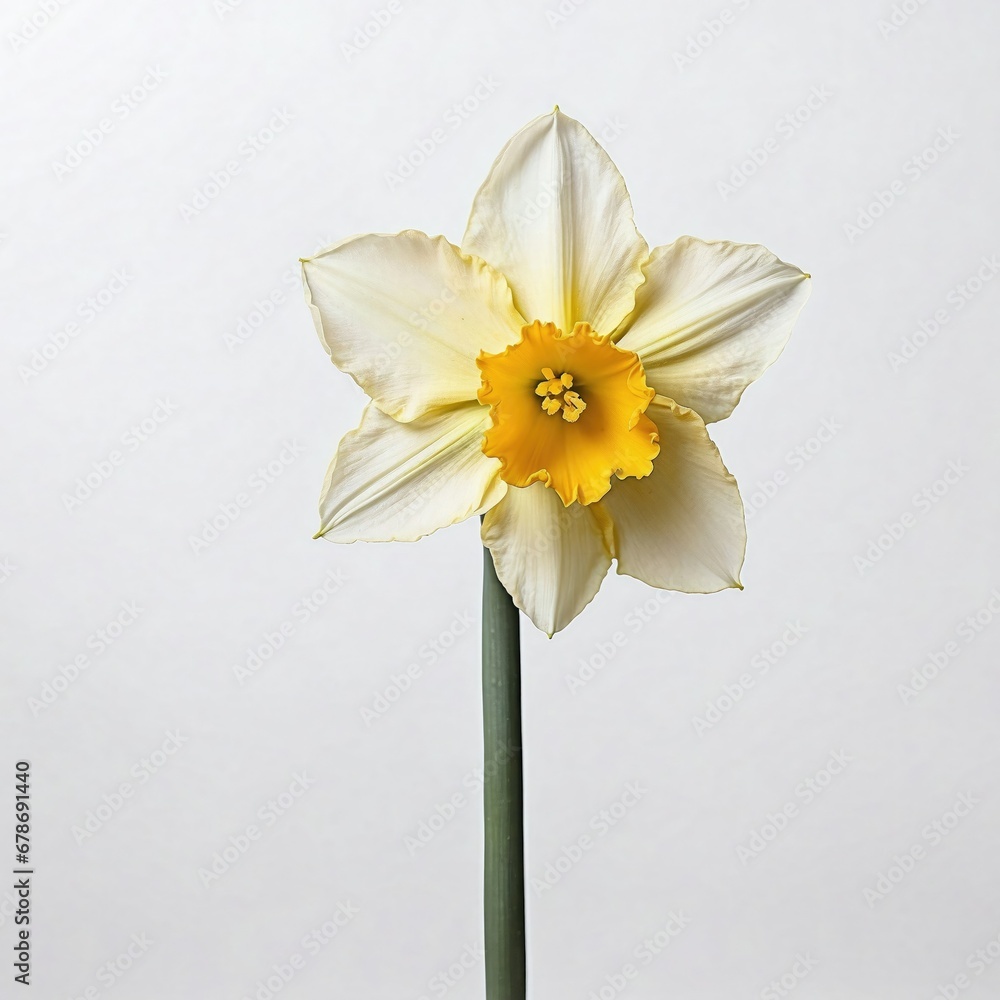 daffodil with a bright yellow corona and creamy white petals stands out with simple, springtime charm daffodil with a bright yellow corona and creamy white petals stands out with simple, springtime charm