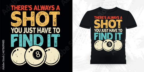 Funny Billiards Game Gift Retro Vintage Pool Player T-shirt Design