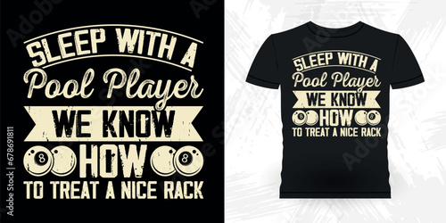 Funny Billiards Game Gift Retro Vintage Pool Player T-shirt Design