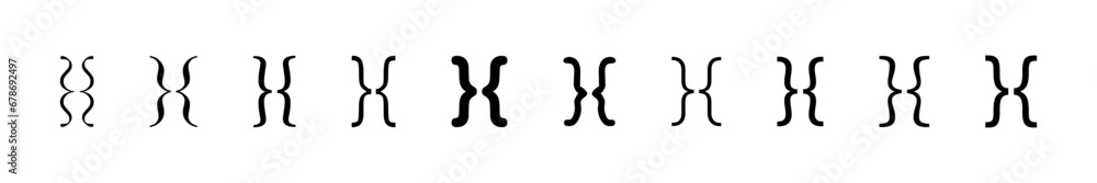Brace vector icon. Bracket sings set. Curly, Parentheses, Punctuation symbol illustration. Brace vector icon. Bracket sings set. Curly, Parentheses, Punctuation symbol illustration.