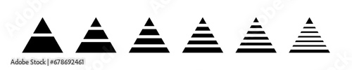 Pyramid vector icon for infographic. Triangle with many levels. Vector illustration pyramids.