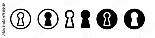 Keyhole vector icons set. Key hole illustration. Lock sign collection, padlock, door symbol.