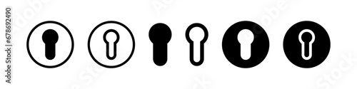 Keyhole vector icons set. Key hole illustration. Lock sign collection, padlock, door symbol.
