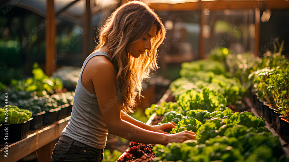 An organic lettuce garden. Concept of sustainable agriculture. Space for text. An organic lettuce garden. Concept of sustainable agriculture. Space for text.