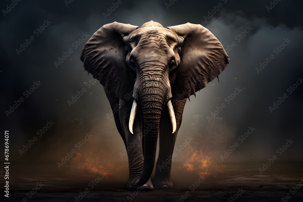 Fototapeta premium Elephant, Professional photo, national geographic style, background, minimalistic 