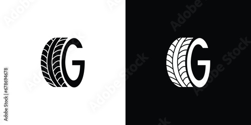 The letter G tire logo design is unique and modern photo
