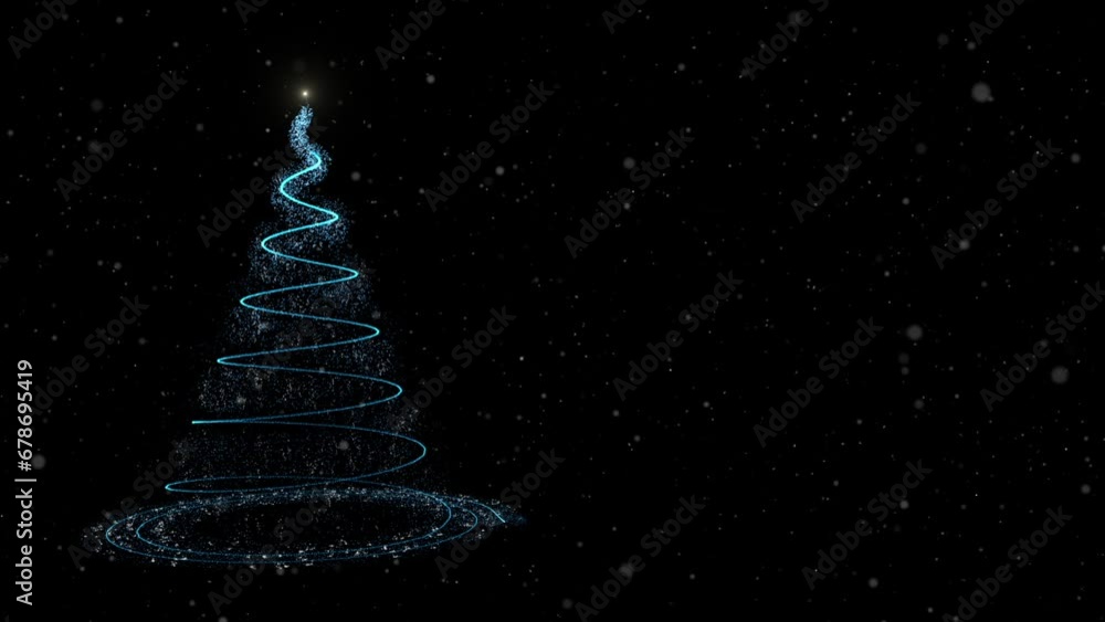 This is a motion stock graphic that shows a Christmas tree overlay on a black background surrounded by snowflakes. This is a motion stock graphic that shows a Christmas tree overlay on a black background surrounded by snowflakes.