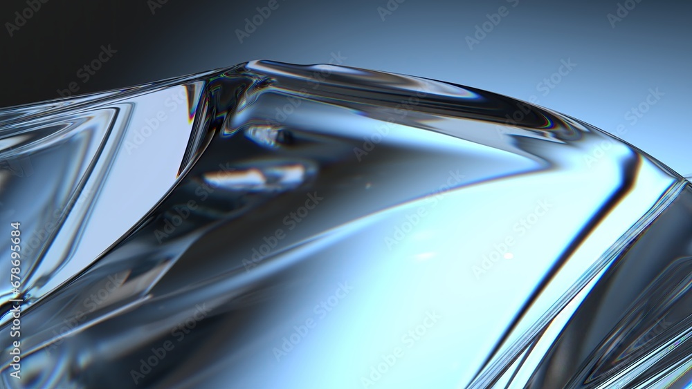 Blue Crystal Refreshing Clear Refraction and Reflection Elegant Modern 3D Rendering Abstract Background
