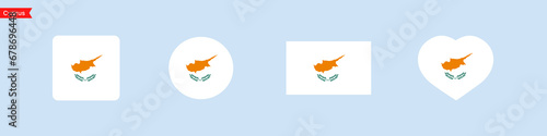 Cyprus national flag. Cyprus flag icons for UI design. Isolated flag symbols in the shape of a square, circle, heart. Vector icons