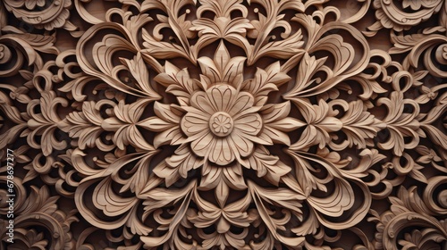 Floral wood carving mandala ornament