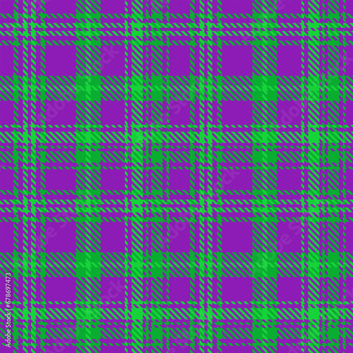 Purple Green Tartan Plaid Pattern Seamless. Checkered fabric texture for flannel shirt, skirt, blanket 