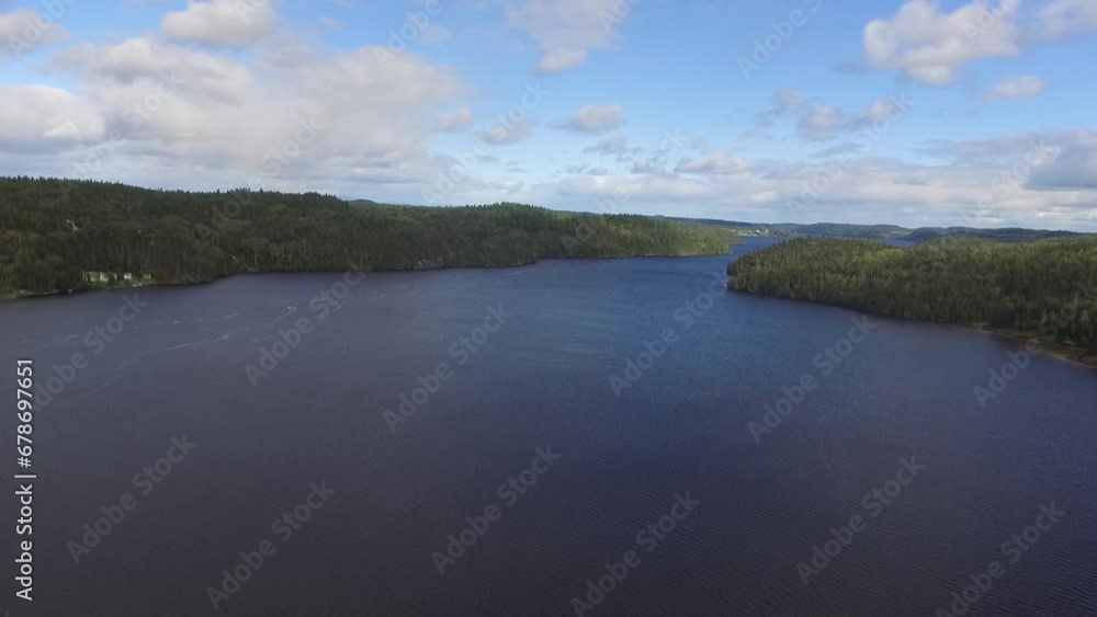 Drone over a fjord in Quebec Drone over a fjord in Quebec