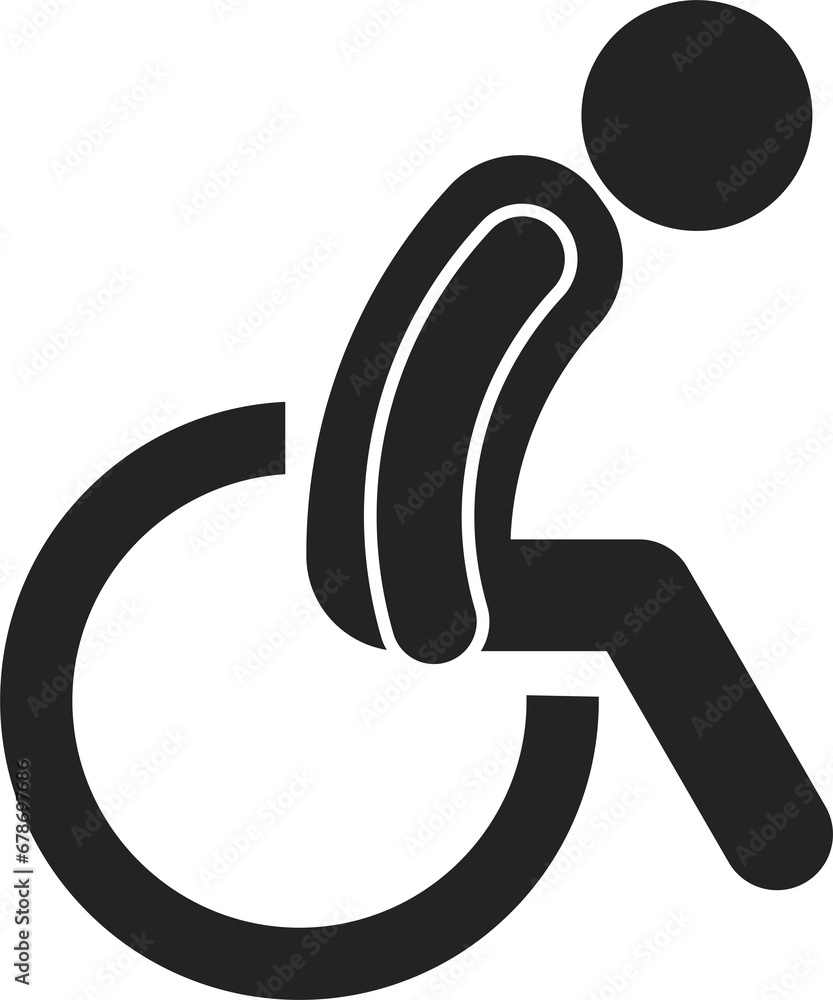 Isolated pictogram disable, ill, old, handicap person with pictogram man on a wheelchair ramp, for parking area, access building, transport icon Isolated pictogram disable, ill, old, handicap person with pictogram man on a wheelchair ramp, for parking area, access building, transport icon