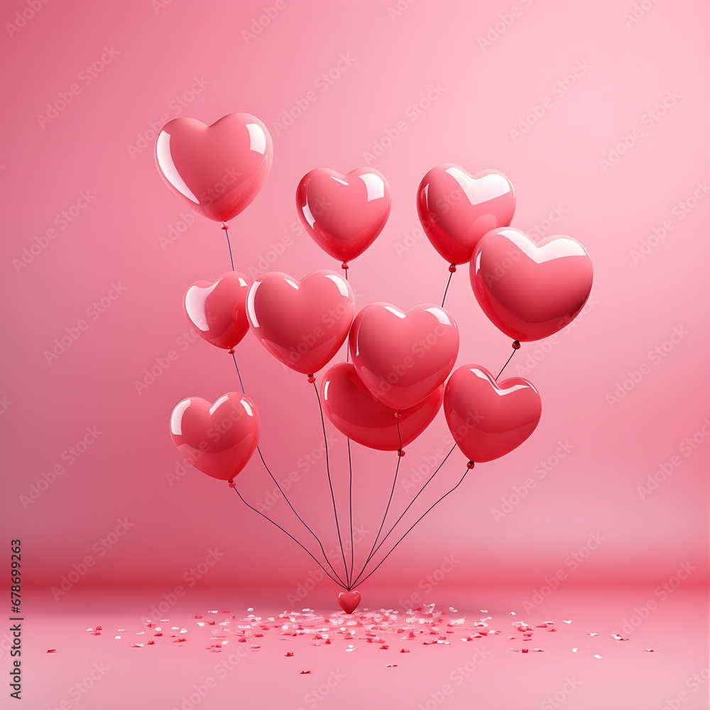 Happy valentines day decoration background with heart shape balloon. Suitable for Valentine's Day and Romantic scene event or poster.