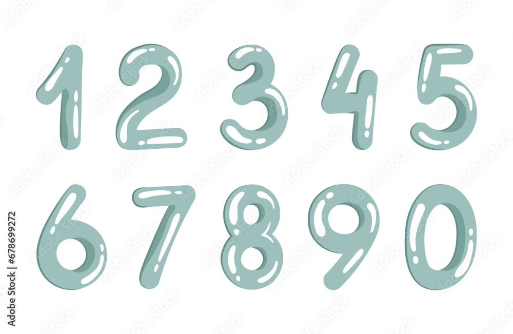 Hand drawn Decorative Numbers Vector set, 3D effect digits Hand drawn Decorative Numbers Vector set, 3D effect digits