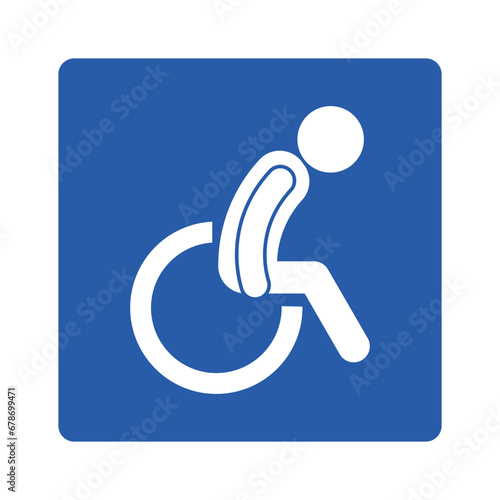 Isolated blue rectangle car parking  sign for diable, ill, elderly, handicap person with pictogram sign man on wheelchair