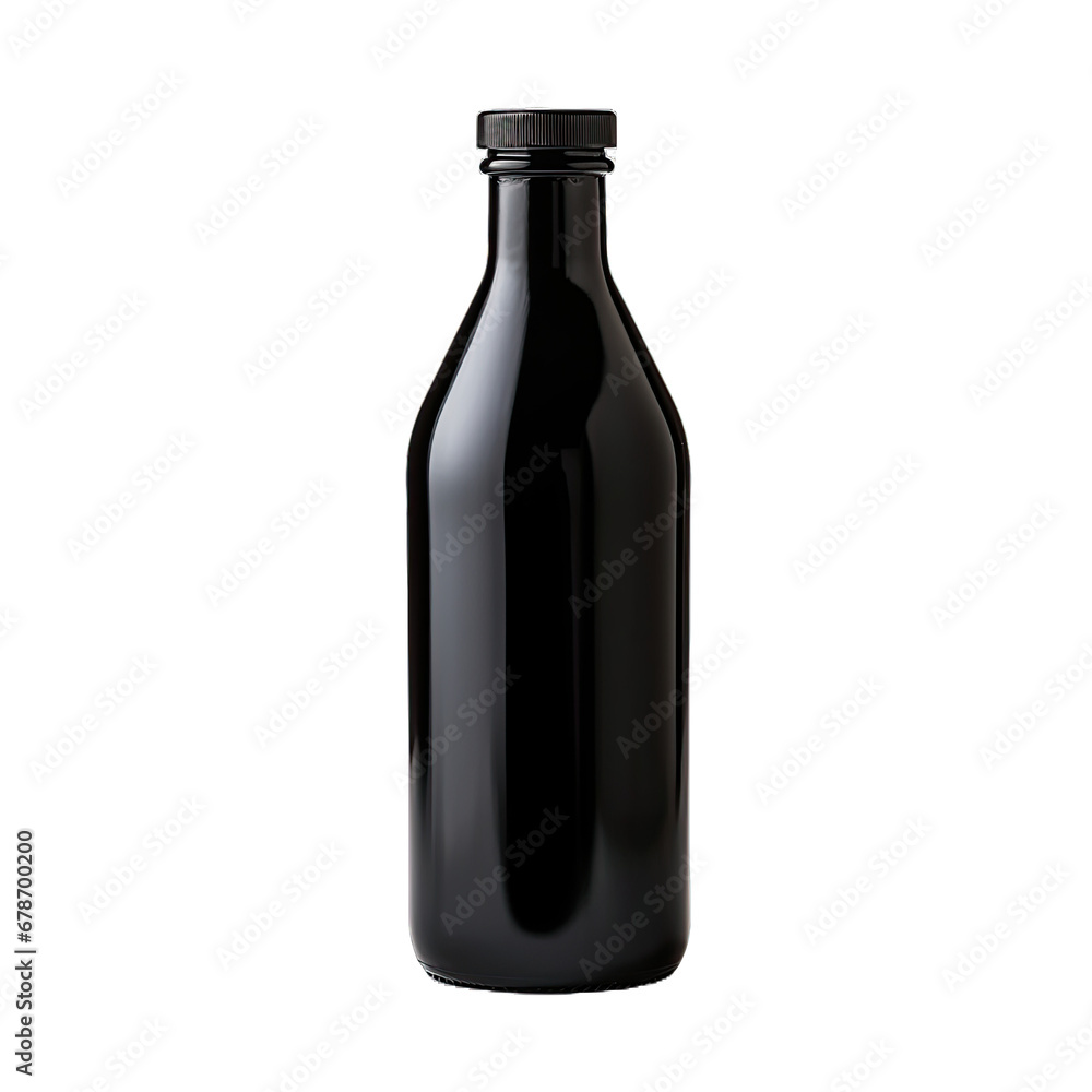 Sleek Sophistication, Close-Up of a Stylish Black Blank Bottle Sleek Sophistication, Close-Up of a Stylish Black Blank Bottle