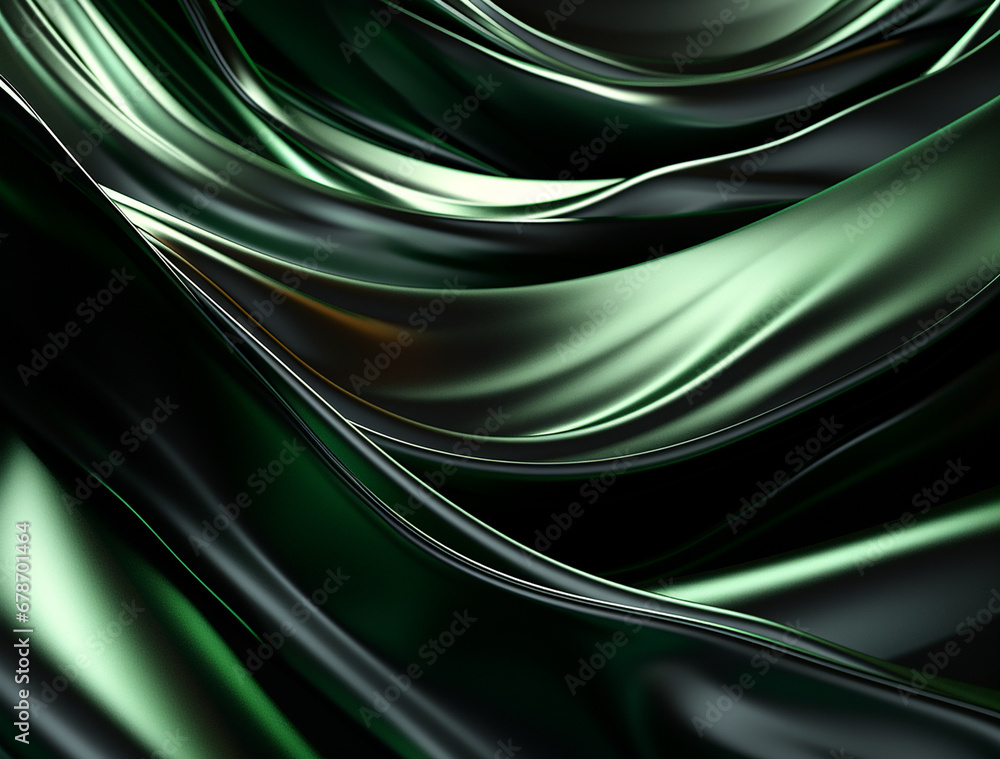 a dark background with green and black swirls, in the style of made of liquid metal, flowing draperies, soft edges and blurred details created with Generative Ai a dark background with green and black swirls, in the style of made of liquid metal, flowing draperies, soft edges and blurred details created with Generative Ai
