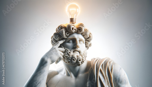 altgriechische Marmorstatue hat eine Idee, Erfindergeist