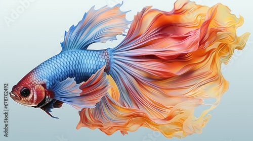 Colorful Siamese fighter fish illustration. Generative ai