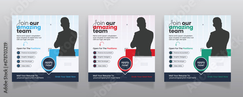 We are hiring job vacancy social media post or square web banner template
