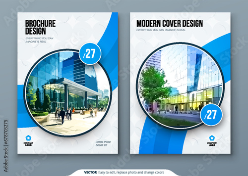 Brochure template layout design. Corporate business annual report, catalog, magazine, flyer mockup. Creative modern bright concept circle round shape photo
