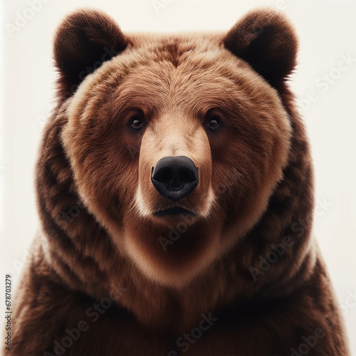 Portrait of a brown bear on a white background