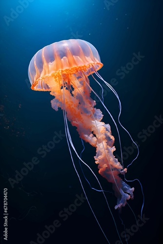 jelly fish floating in the water with it's mouth open © Wirestock