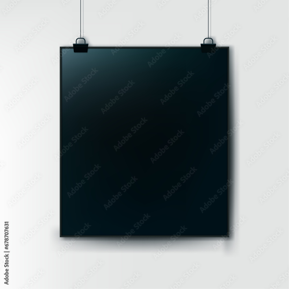 vector realistic photo frame hanging on white paper vector realistic photo frame hanging on white paper