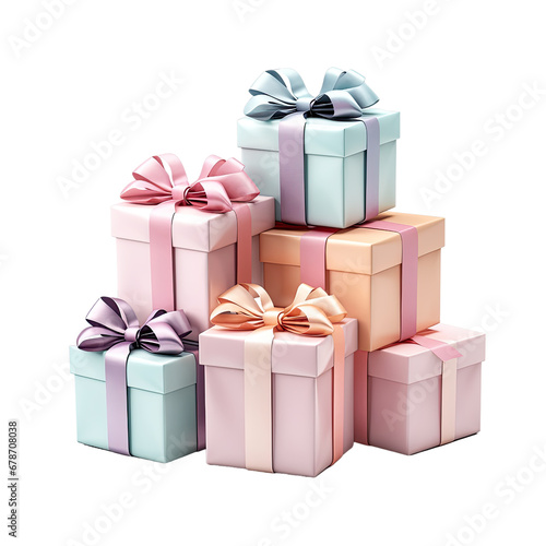 Pastel gift box on transparent background