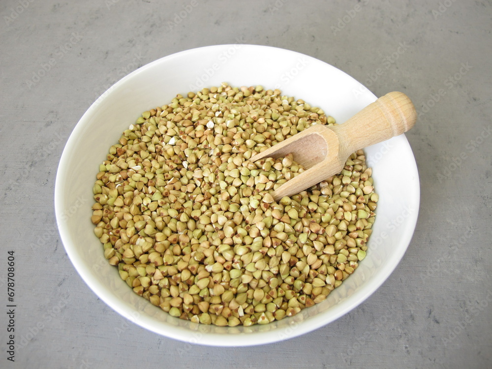 Buckwheat: hulled buckwheat grains in a bowl Buckwheat: hulled buckwheat grains in a bowl