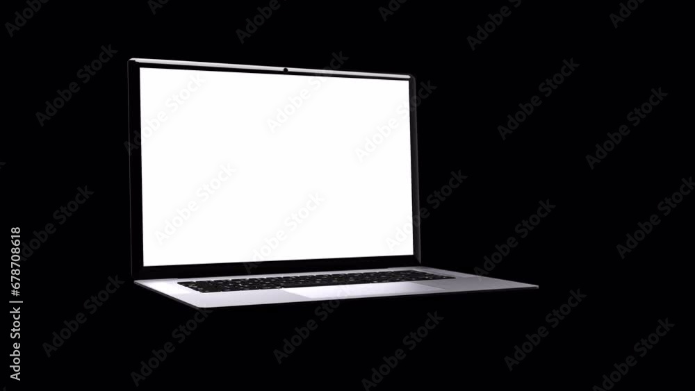 Realistic laptop with empty screen animation isolated on transparent ...