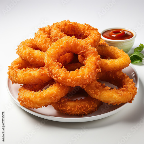 Crispy Onion Rings Served with Dipping Sauces