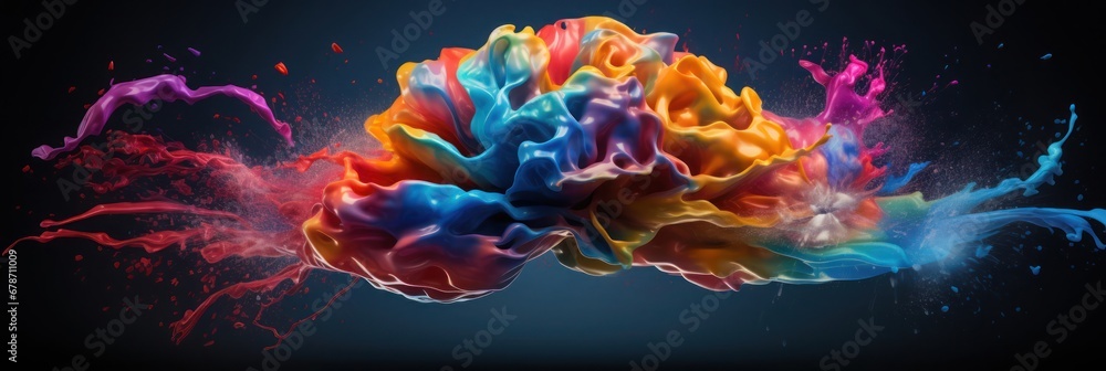 Exploring the Multicolored Brain and Mental Health Generative AI - obrazy, fototapety, plakaty 